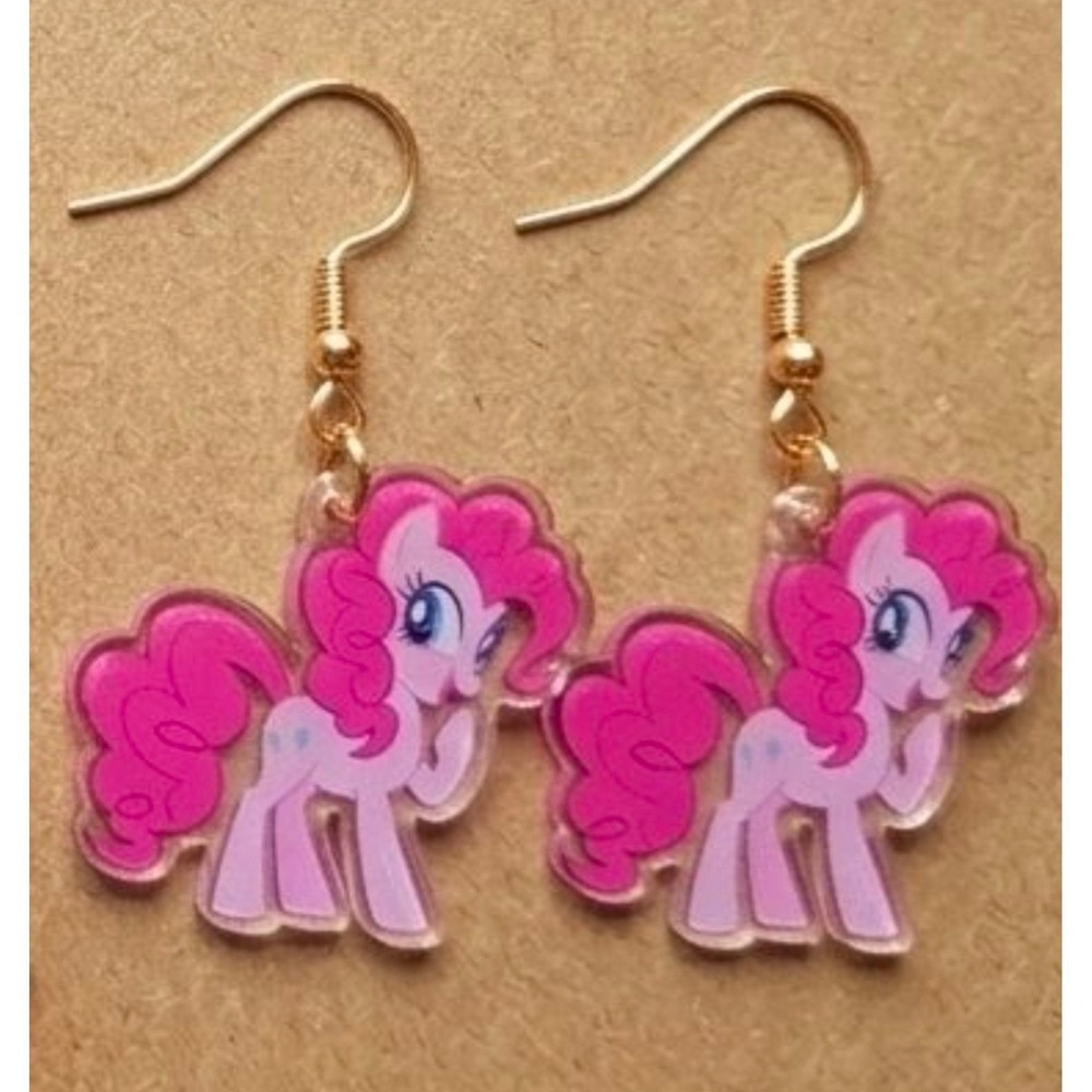 My Little Pony‎ Inspired Earrings! Pinkie Pie! Handmade! Hypo-Allergenic Hook!